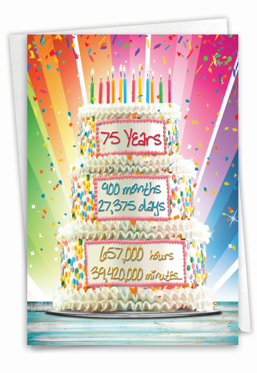 75 Year Time Count, Printed Milestone Birthday Greeting Card - C9407MBG