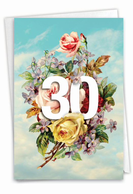 Floating Numbers - 30, Printed Milestone Birthday Greeting Card - C9457AMBG