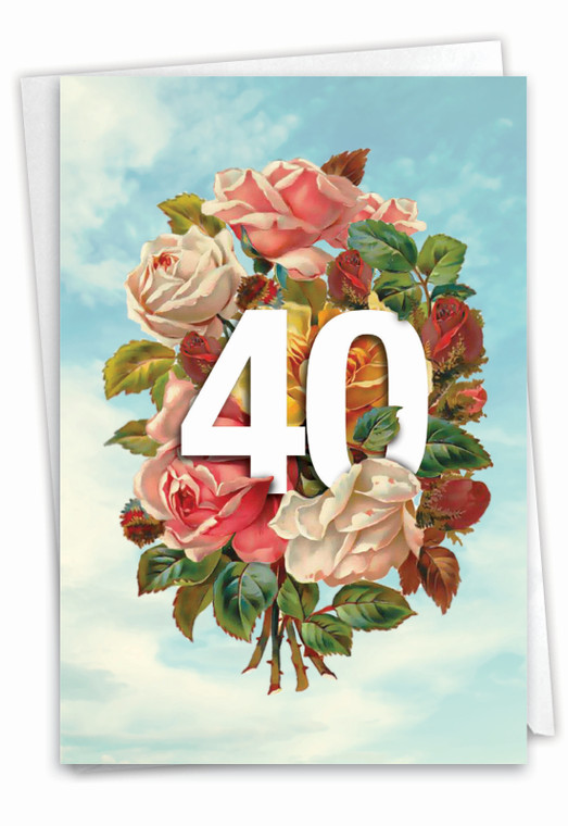 Floating Numbers - 40, Printed Milestone Birthday Greeting Card - C9457BMBG