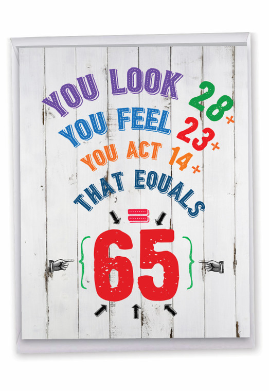 Age Equation-65, Extra Large Milestone Birthday Greeting Card - J9421MBG-US