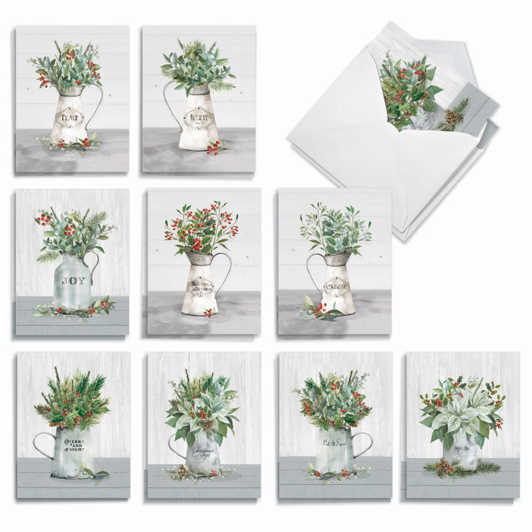 Jolly Jugs, Assorted Set Of Christmas Notecards - AM9547XSG