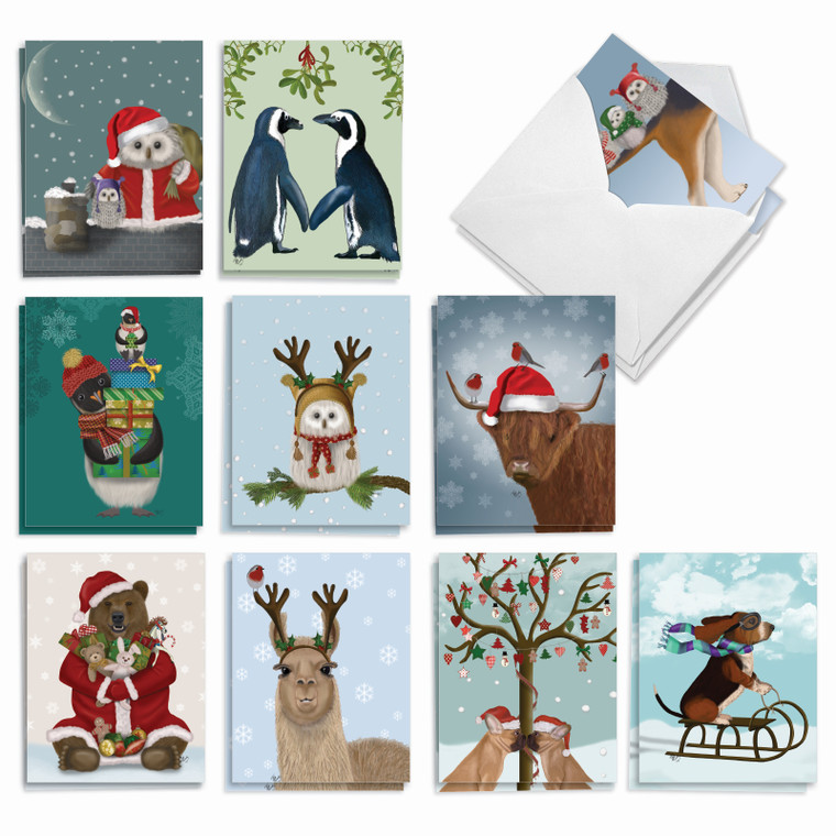 Noel Animals, Assorted Set Of Christmas Notecards - AM9558XSG