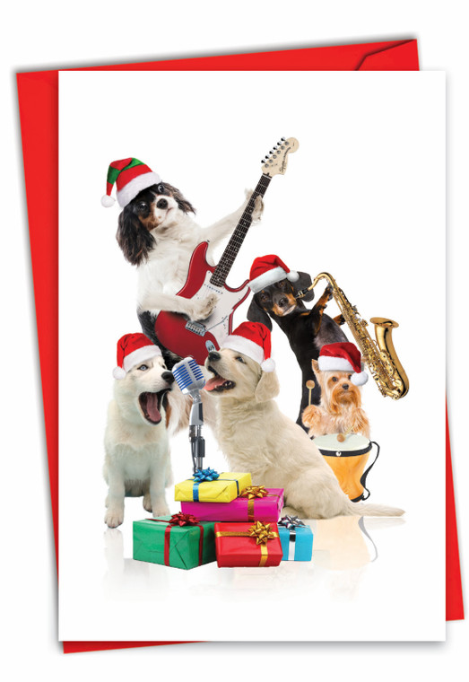 Holiday Animal Bands-Dogs, Printed Christmas Greeting Card - C9541FXS