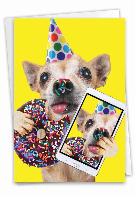 Doggy Selfie - Sprinkles, Printed Birthday Greeting Card - C9512DBDG