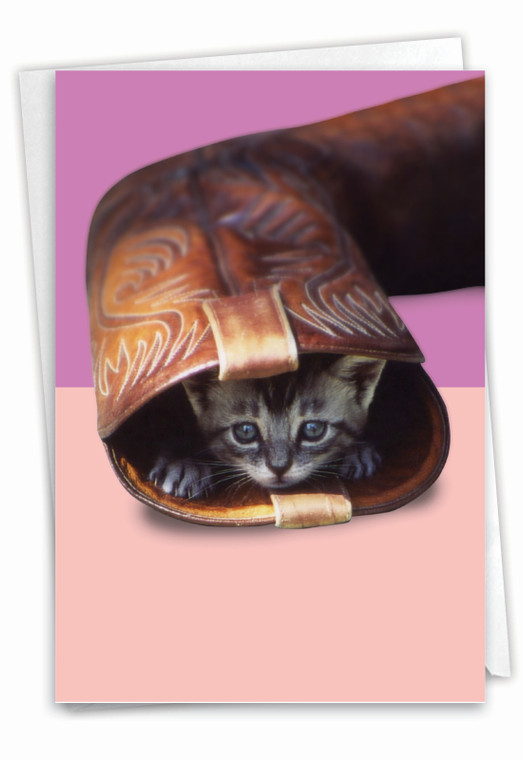 Feline Footwear - Boot, Printed Birthday Greeting Card - C9513EBDG
