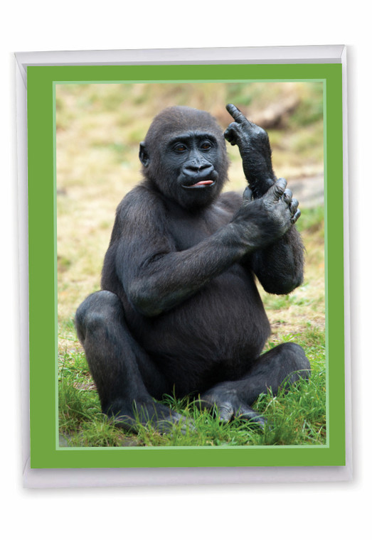 Flipping Monkey - Gorilla, Extra Large Birthday Greeting Card - J9516FBDG-US