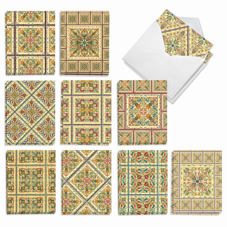 Tiled Patterns, Assorted Set Of Blank Notecards - AM8865OCB