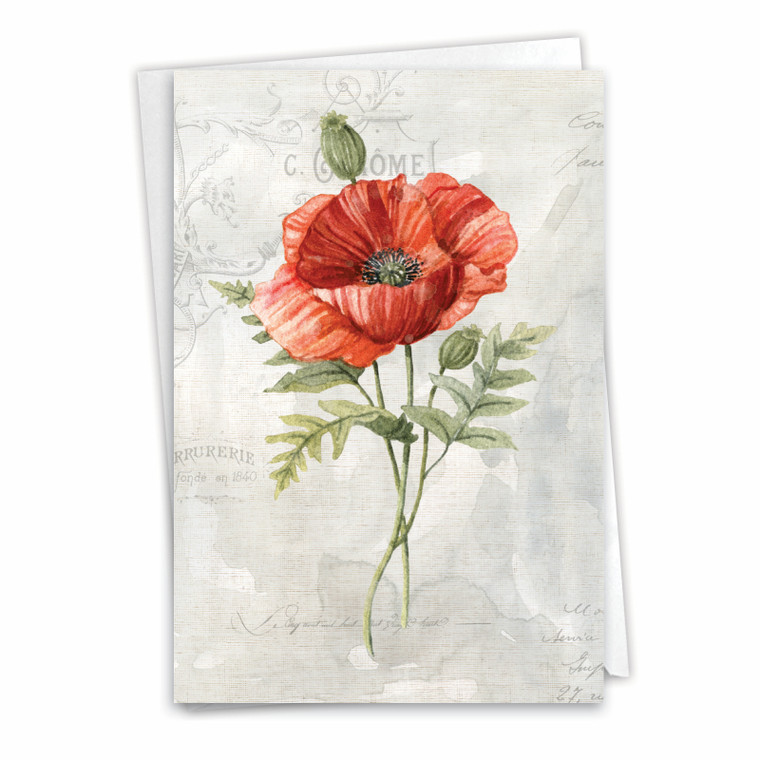 Multicolored Botanicals-Red, Printed Thank You Greeting Card - C8853FTYG