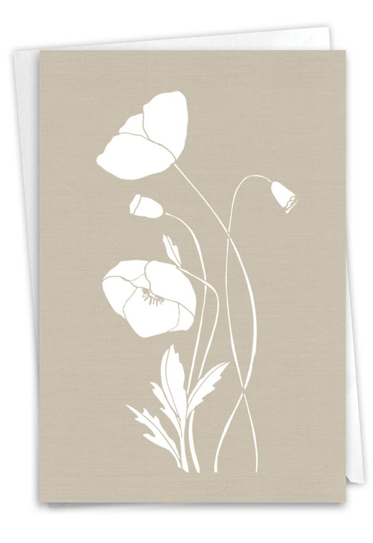 White Ink Florals, Printed Sympathy Greeting Card - C8887ESMG