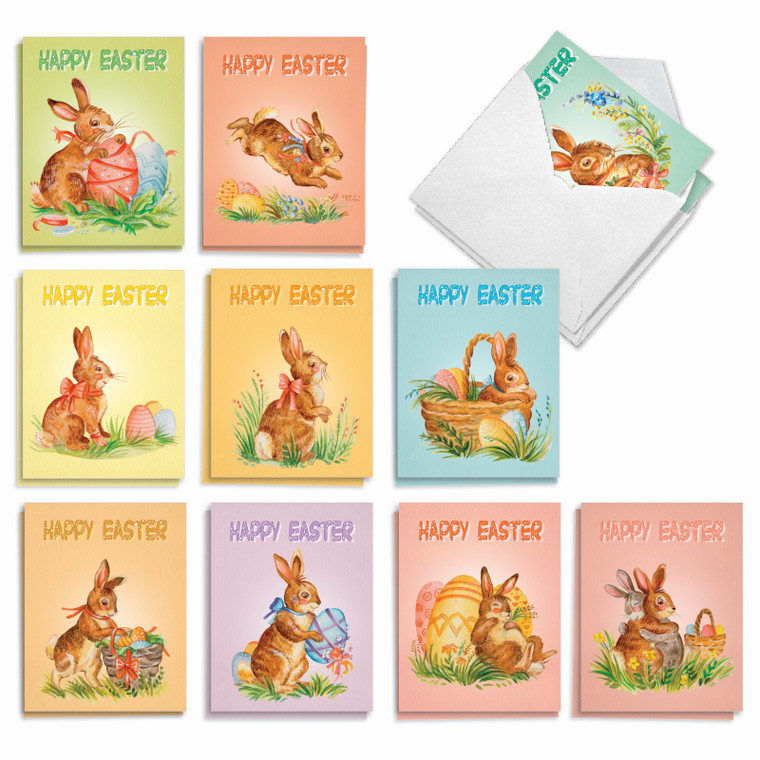 Watercolor Bunnies, Assorted Set Of Easter Notecards - AM9166EAG