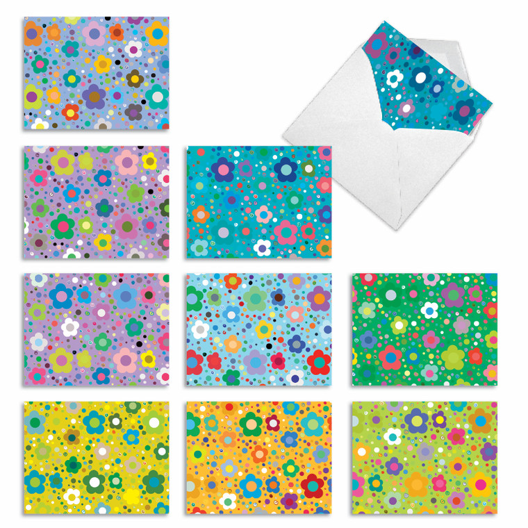 Flower Power, Assorted Set Of Blank Notecards - AM2357OCB