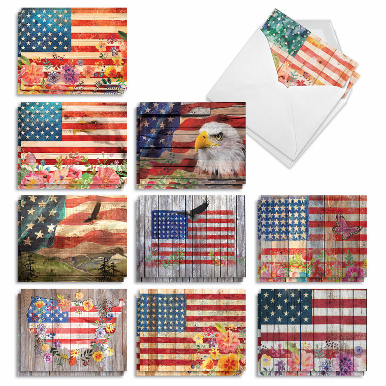 Artful Flags, Assorted Set Of Blank Notecards - AM6580OCB