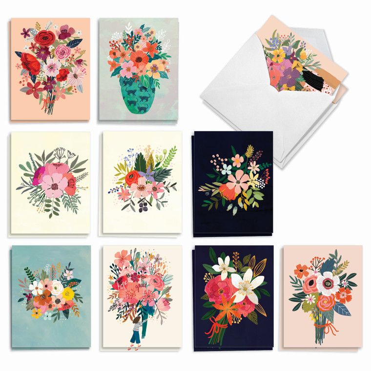 Bouquets of Thanks, Assorted Set Of Thank You Notecards - AM2814TYG