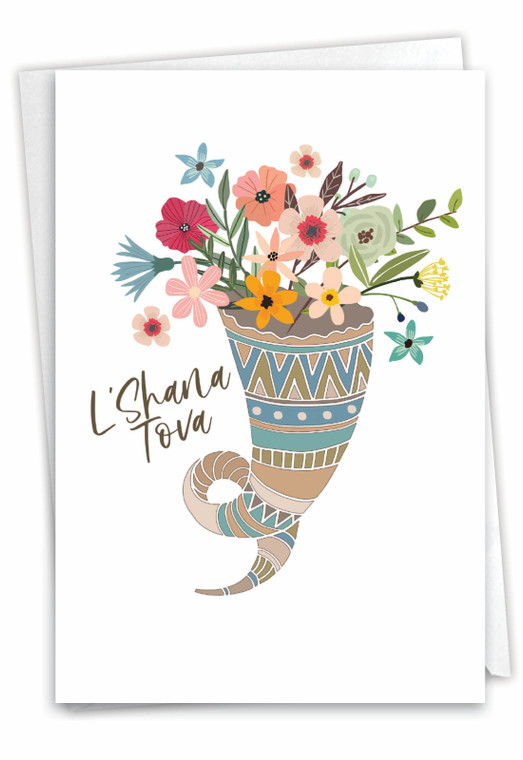 Horn of Flowers, Printed Rosh Hashanah Greeting Card - C7769RH