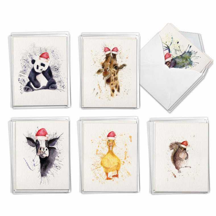 Dashing Dachshunds, Assorted Set Of 36 Christmas Notecards - AM9563XSG