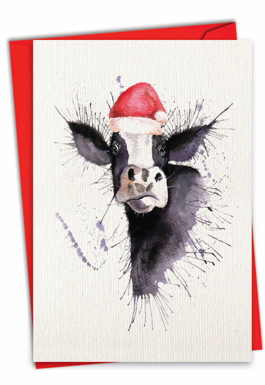 Wildlife Expressions - Cow, Printed Christmas Greeting Card - C2973HXS