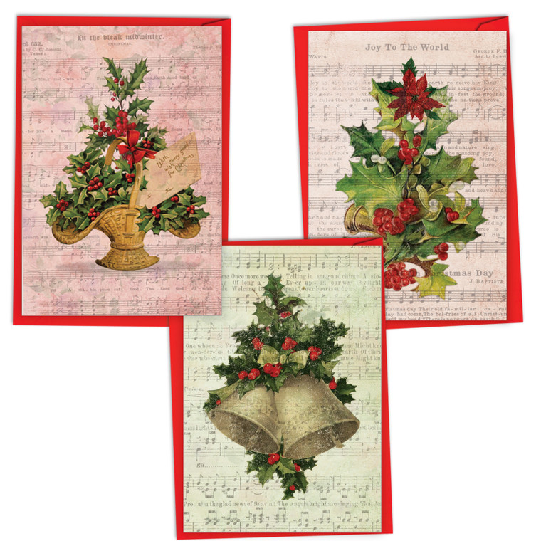 Holly Notes, Variety Of Printed Christmas Greeting Cards - VC6650XSG-C1x3