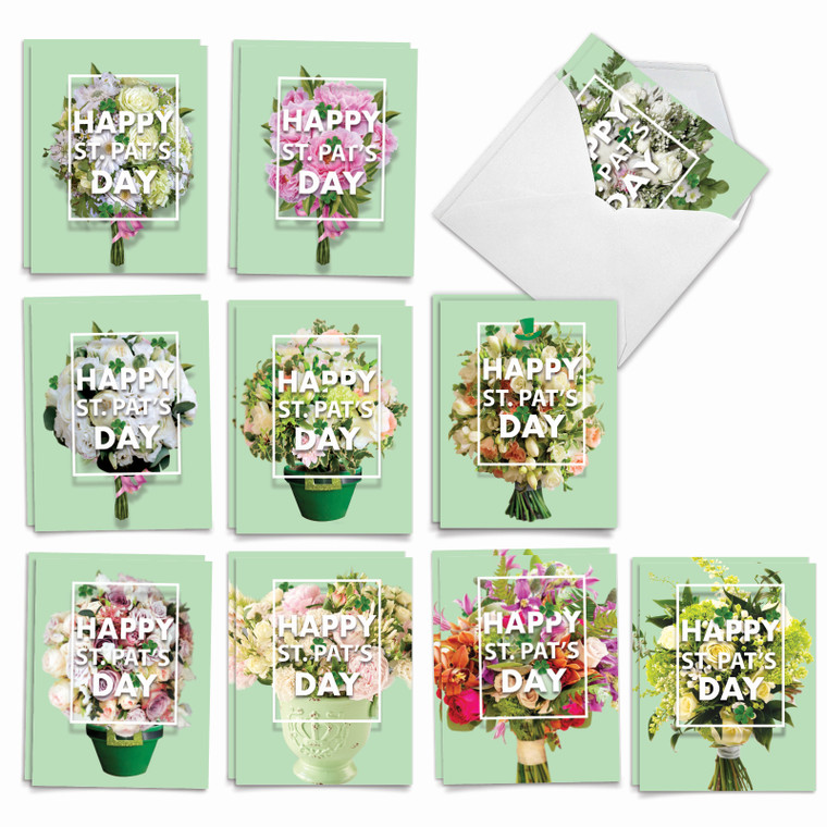 Flowers for St. Pat's, Assorted Set Of Blank Notecards - AM3532SPB