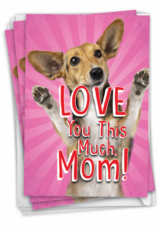 Pup Love You This Much, Pack Of Printed Mother's Day Greeting Cards - C10399MDG-C3x1