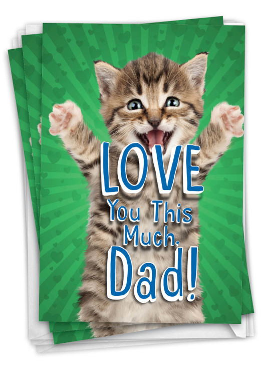 Kitty Love You This Much, Pack Of Printed Father's Day Greeting Cards - C10401FDG-C3x1