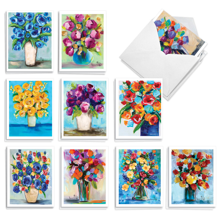 Bold Bouquets, Assorted Set Of 20 Printed Thank You Notecards - AM10345TYG-B2x10