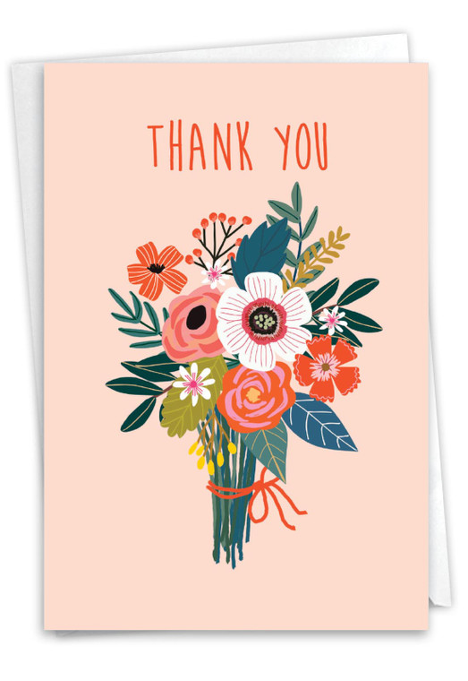 Bouquets of Thanks, Printed Birthday Thank You Greeting Card - C2814ITBG