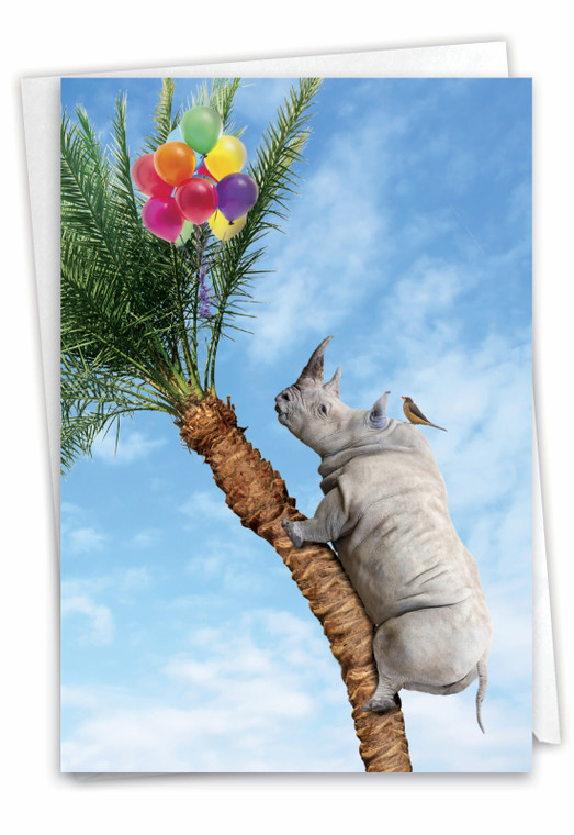 Tree Animals - Rhino, Printed Congratulations Greeting Card - C10323JCGG