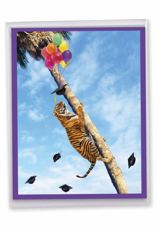 Tree Animals - Tiger, Extra Large Graduation Greeting Card - J10323BGDG-US