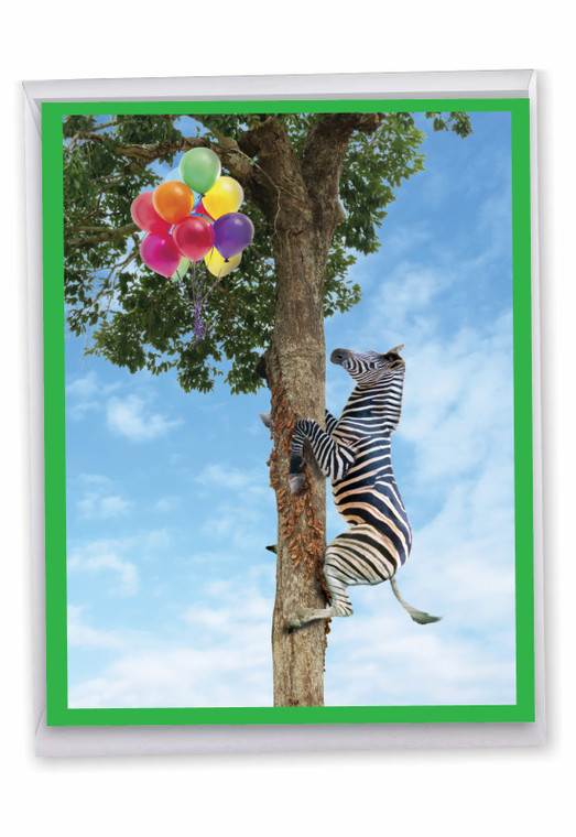 Tree Animals - Zebra, Jumbo Birthday Greeting Card - J10323DBDG-US