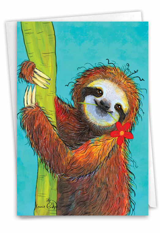 Wiry Wildlife - Sloth, Printed Thank You Greeting Card - C10324JTYG