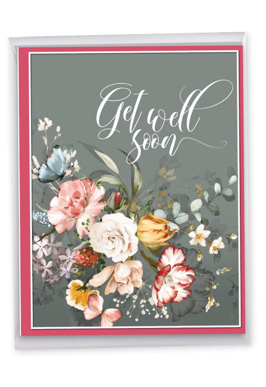 Be Well Soon - Gray, Jumbo Get Well Greeting Card - J10350JGWG-US