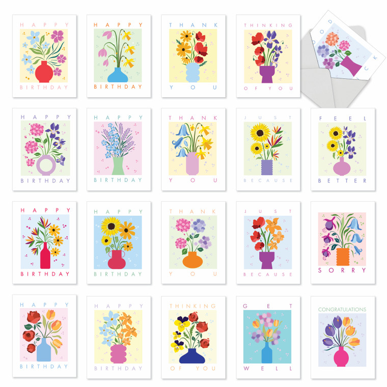 Garden Addition, Assorted Set Of Printed Blank Everyday Mixed Occasions Notecards - AM10331EXB-B1x20