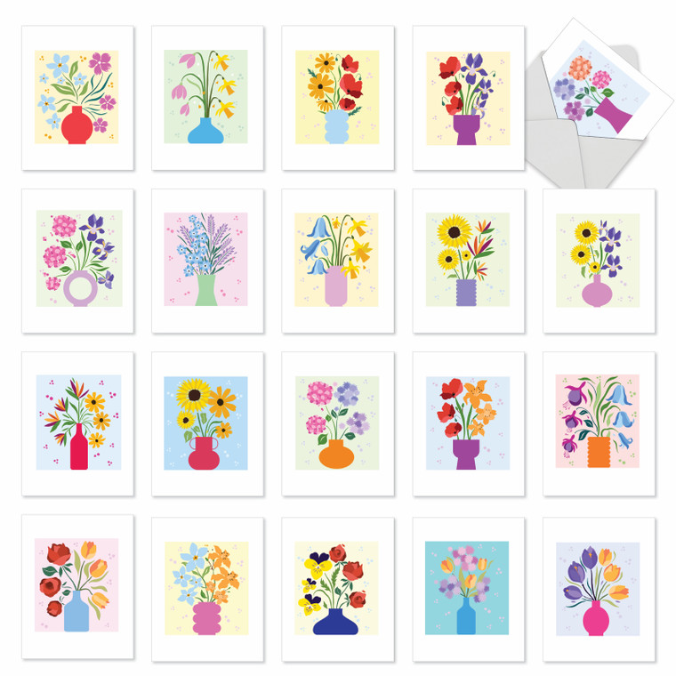 Garden Addition, Assorted Set Of Printed Blank All Occasions Notecards - AM10331OCB-B1x20