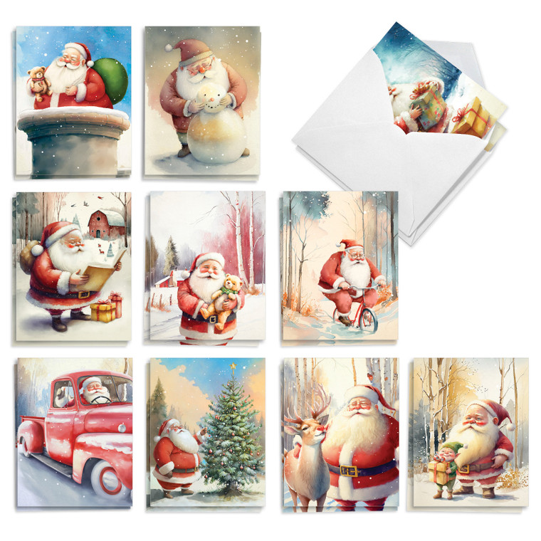 Santa Days, Assorted Set Of Printed Christmas Notecards - AM10189XSG-B2x10