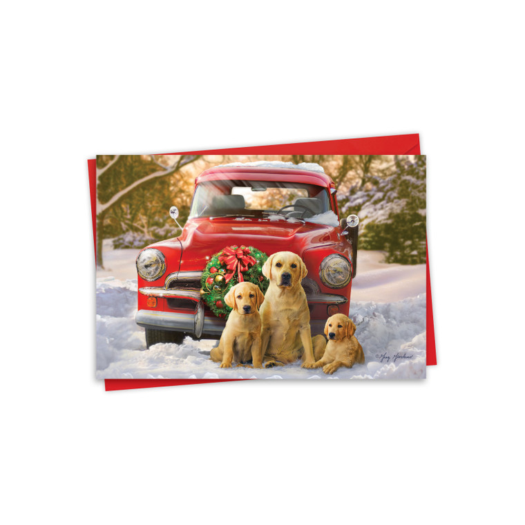 Holiday Trucks and Labs - Family, Printed Christmas Greeting Card - C10185IXS