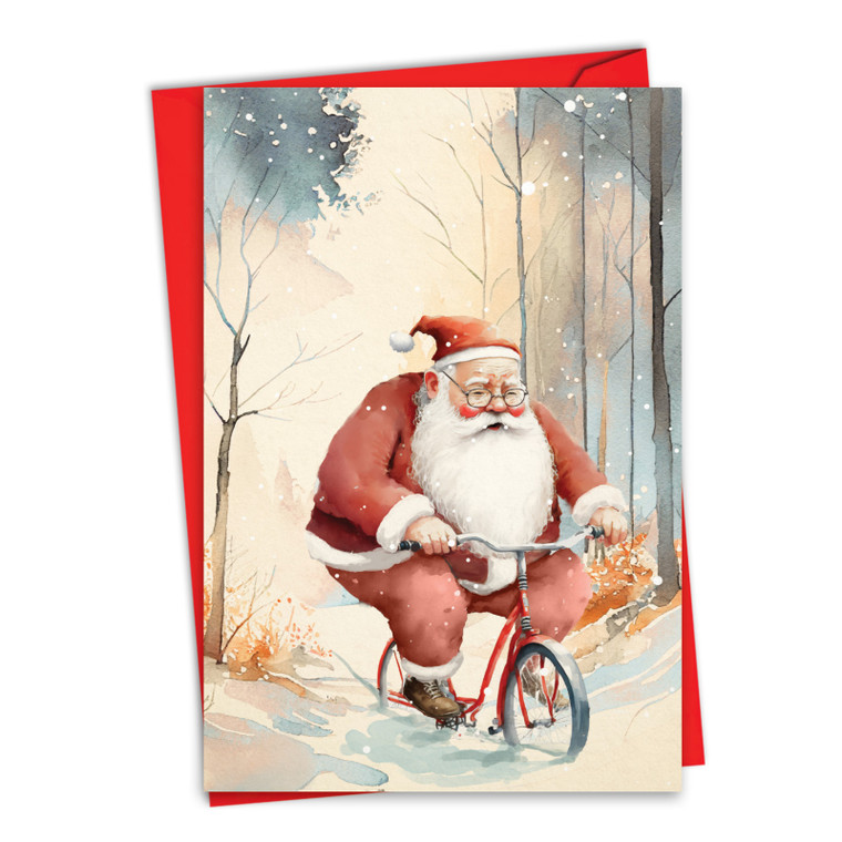 Santa Days - Bike, Printed Christmas Greeting Card - C10189FXS