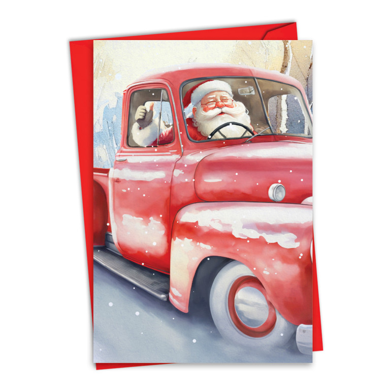 Santa Days - Red Truck, Printed Christmas Greeting Card - C10189GXS