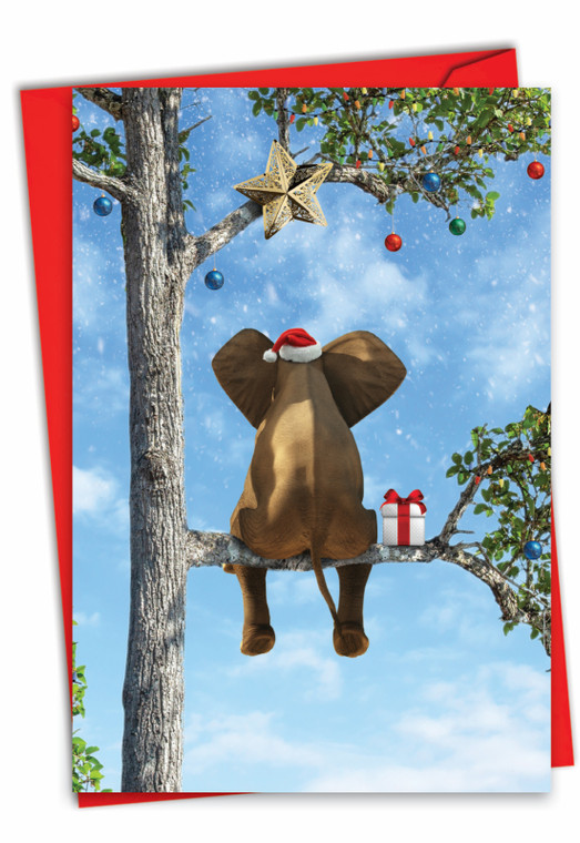 Tree Animals - Elephant, Printed Christmas Greeting Card - C10323EXS