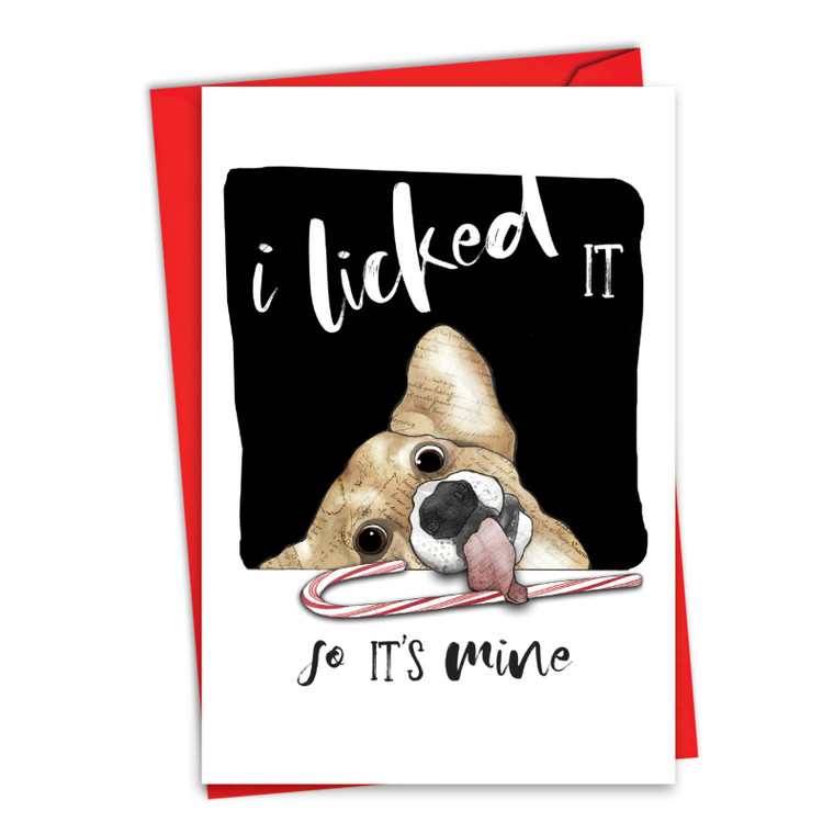 Holiday Dog Antics - Licked It, Printed Christmas Thank You Greeting Card - C2918EXT