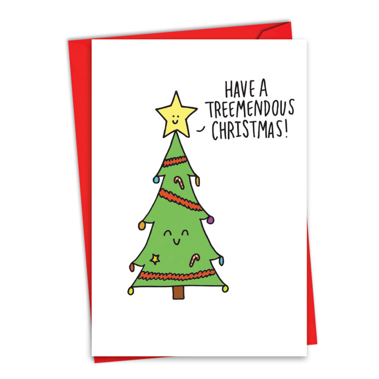 Fun Christmas Puns - Tree, Printed Christmas Greeting Card - C5079CXS