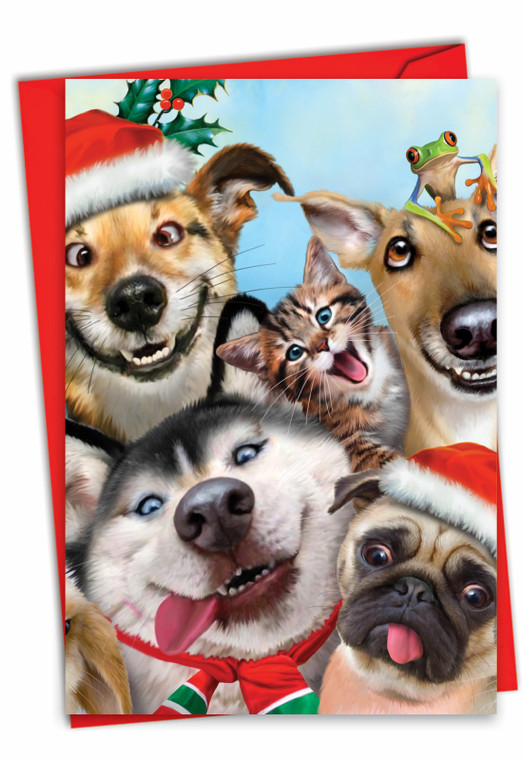 Merry Christmas To Zoo - Pets, Printed Christmas Greeting Card - C6652DXS