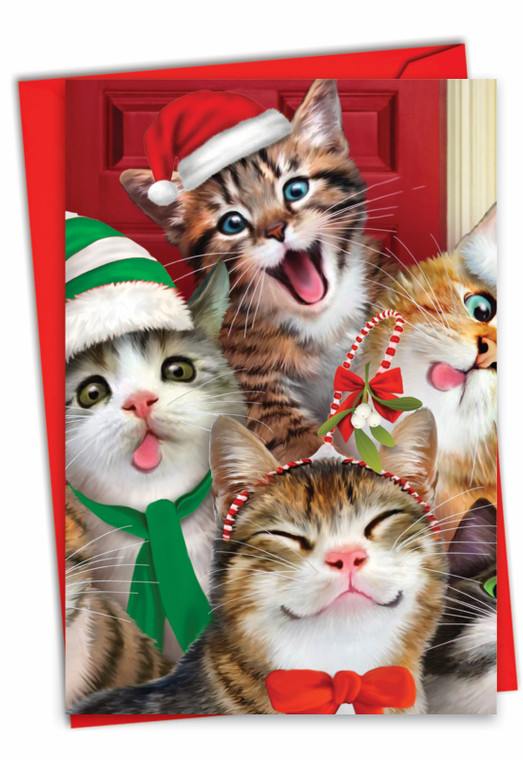 Merry Christmas To Zoo - Cats, Printed Christmas Thank You Greeting Card - C6652HXT