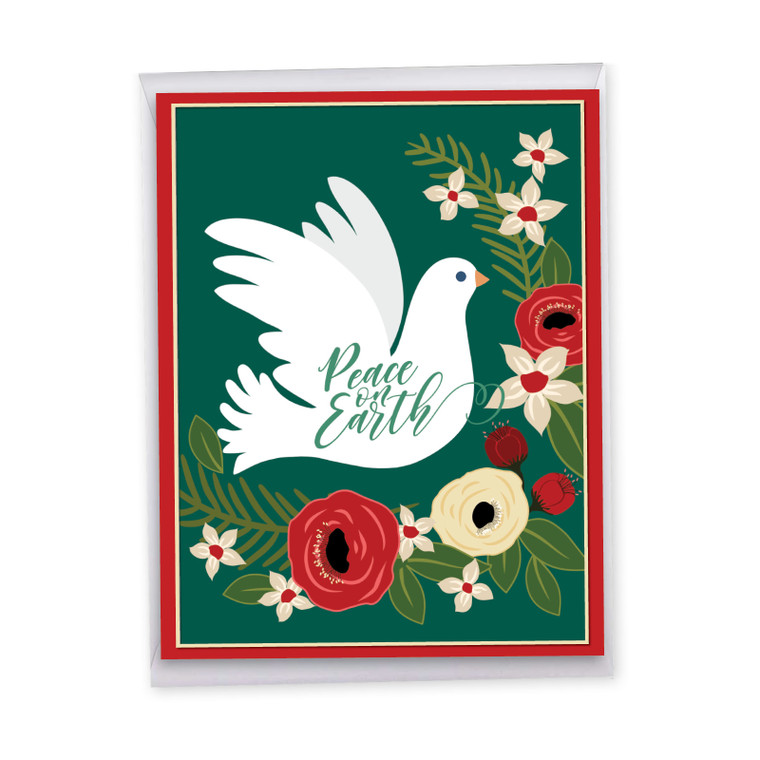 Peace On Earth - Flowers, Jumbo Christmas Greeting Card - J10195GXSG-US