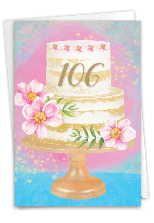 Number Cake 106, Printed Milestone Birthday Greeting Card - C10106MBG