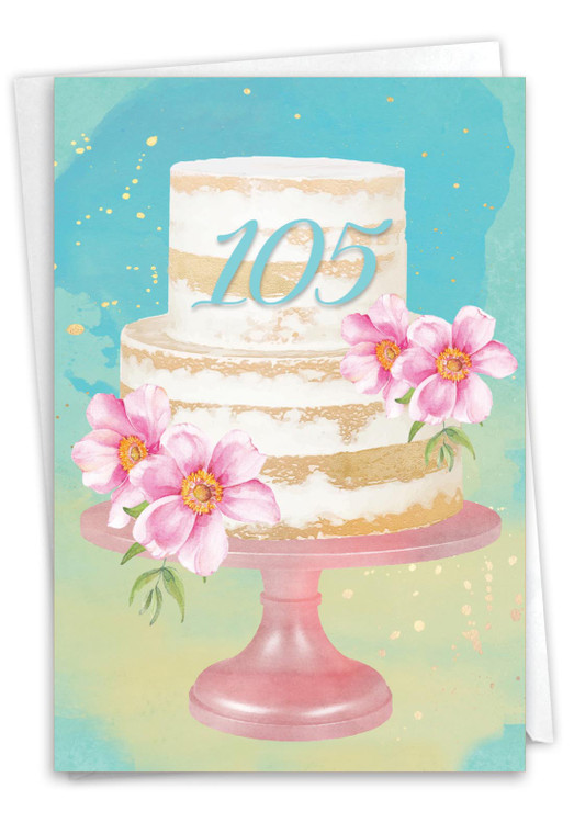 Number Cake 105, Printed Milestone Birthday Greeting Card - C10107MBG