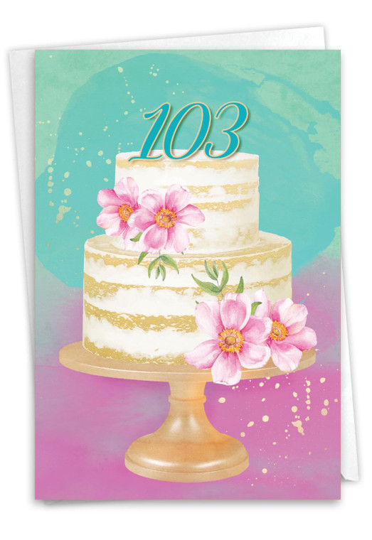 Number Cake 103, Printed Milestone Birthday Greeting Card - C10109MBG