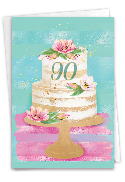 Number Cake 90, Printed Milestone Birthday Greeting Card - C10114MBG