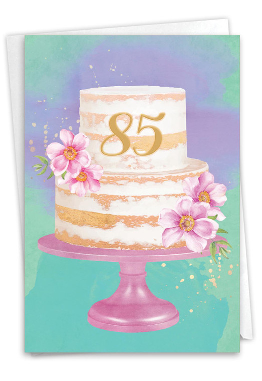 Number Cake 85, Printed Milestone Birthday Greeting Card - C10115MBG