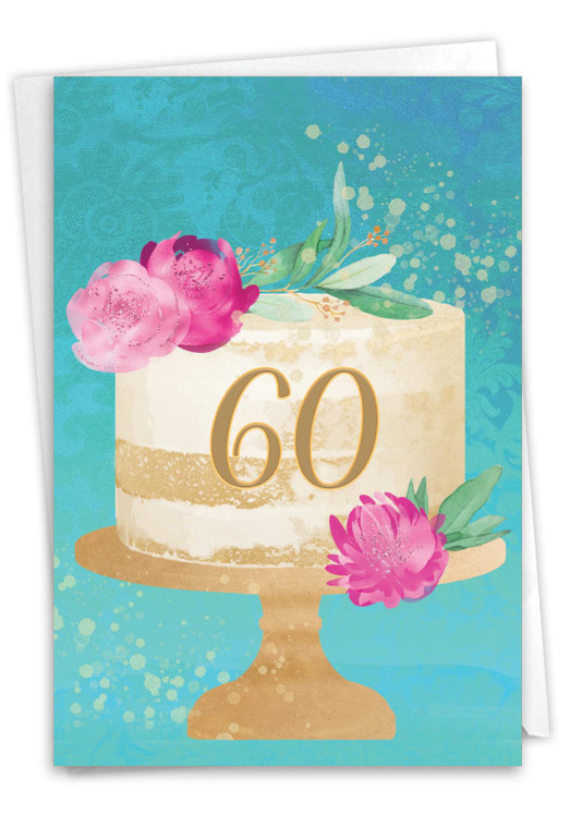 Number Cake 60, Printed Milestone Birthday Greeting Card - C10120MBG