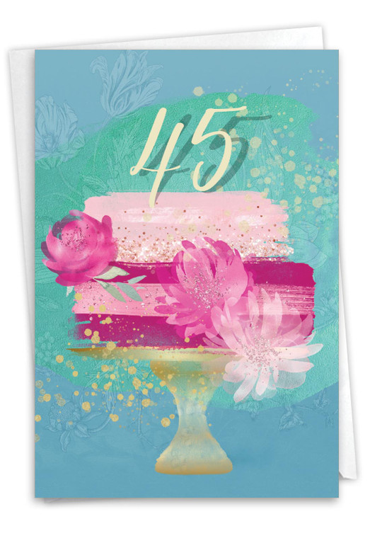 Number Cake 45, Printed Milestone Birthday Greeting Card - C10123MBG